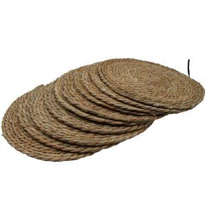 NEW Grass Woven Placemats Trivet Boho Table Lot 10 Crafts Decor Brown Round 12"